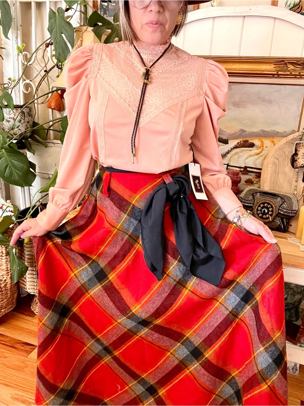 Vintage Plaid Maxi Skirt Barclay Square Plaid Wool Skirt Talon Zipper